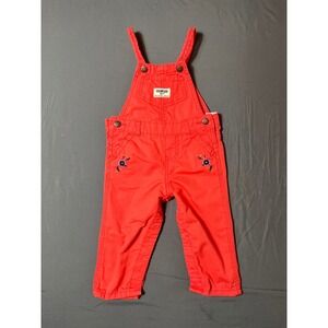 OshKosh B'gosh Baby Girls Overalls 12M Red Embroidered Cotton One Piece‎